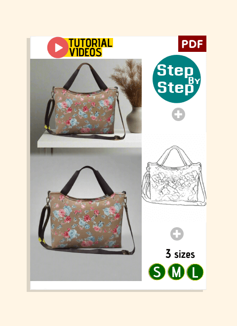 Recessed Zipper Tote Bag PDF Download Pattern (3 sizes included)