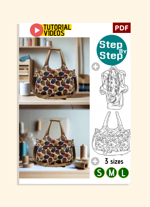 Three-Compartment Zippered Bag PDF Download Pattern (3 sizes included)