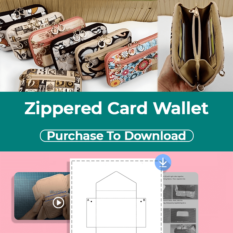 Zipper Card Wallet PDF Download Pattern (3 sizes included)