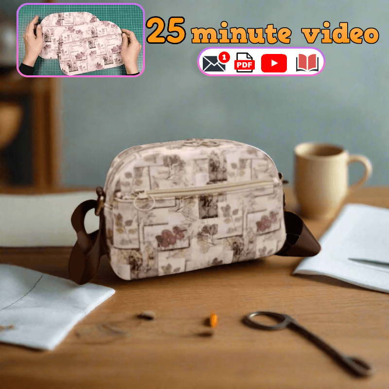 Double-Zipper Pocket Crossbody Bag PDF Download Pattern  (3 sizes included)
