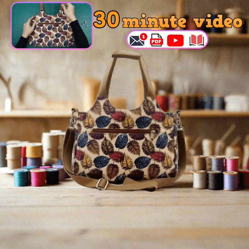 Three-Compartment Zippered Bag PDF Download Pattern (3 sizes included)