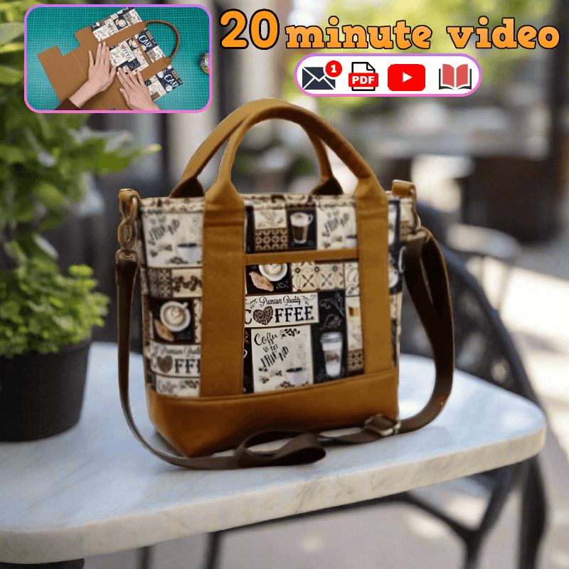Triple-Compartment Boxy Handbag PDF Download Pattern (3 sizes included)