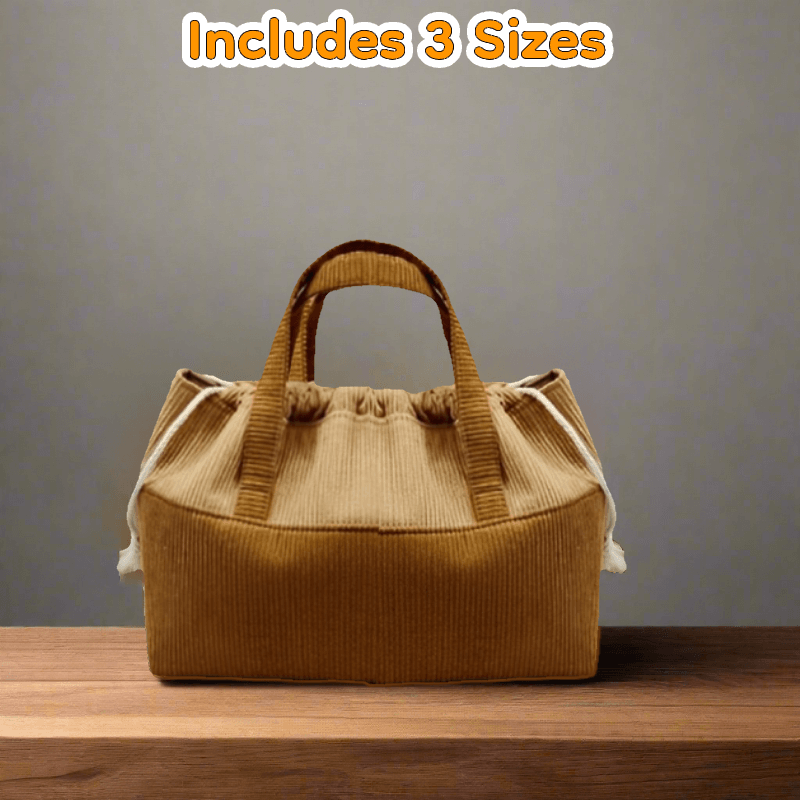 Drawstring Tote Handbag PDF Download Pattern (3 sizes included)