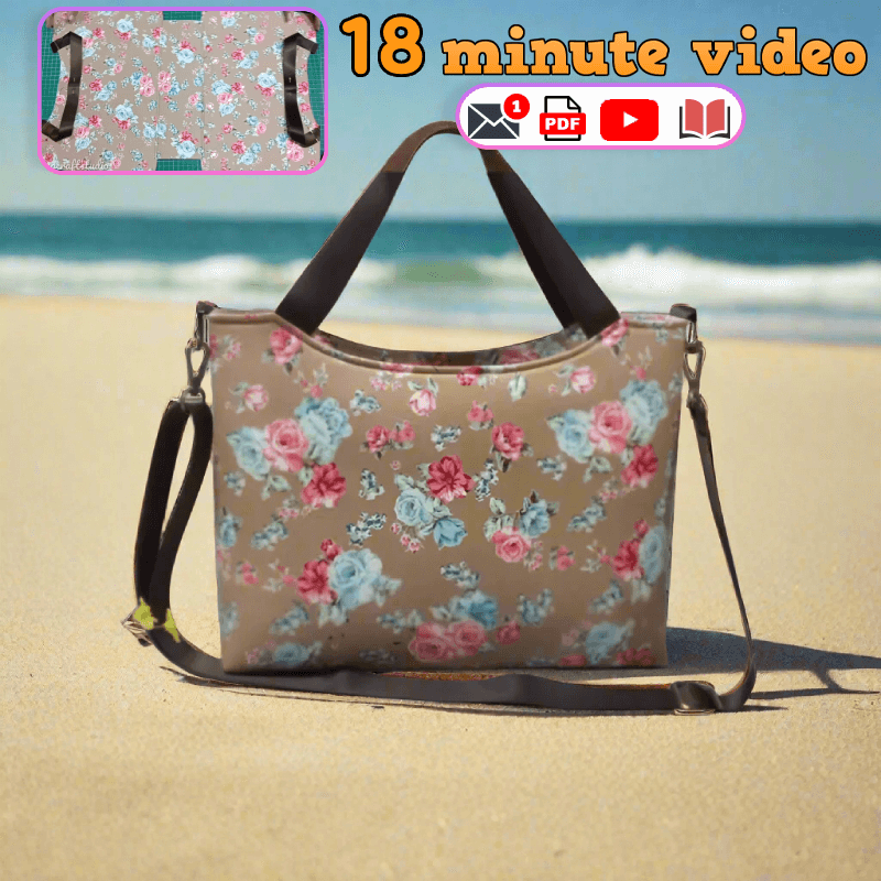 Recessed Zipper Tote Bag PDF Download Pattern (3 sizes included)