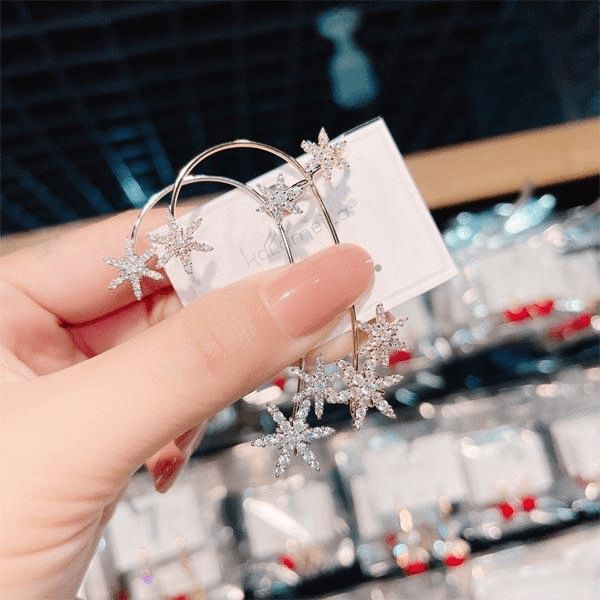 Christmas Diamond And Zirconia Earrings Without Holes