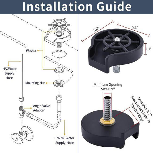 Glass Rinser - Glass Rinser for Sink - Automatic Glass Washer for Kitchen