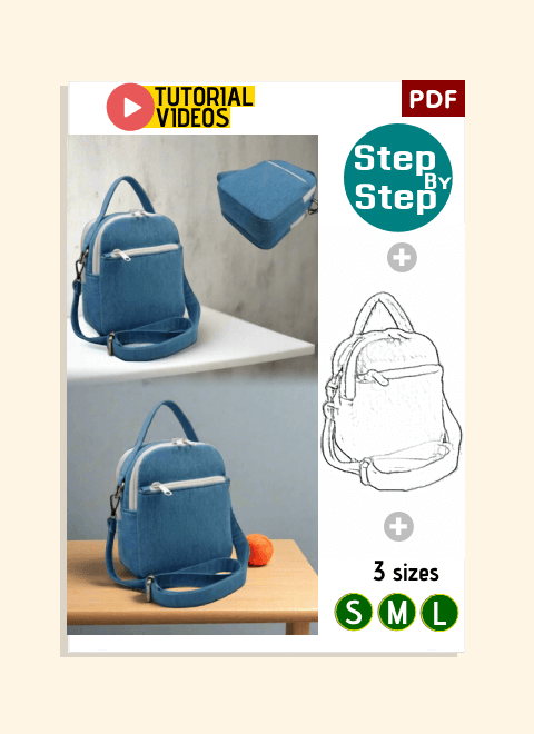 Denim Mini Dual-Zip Bag PDF Download Pattern (3 sizes included)