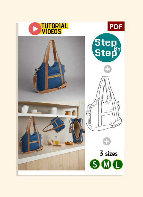 Denim U-Shape Bag PDF Download Pattern (3 sizes included)