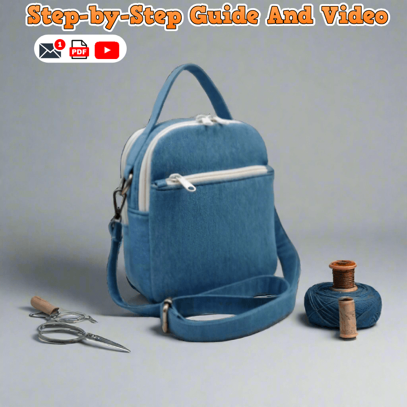 Denim Mini Dual-Zip Bag PDF Download Pattern (3 sizes included)