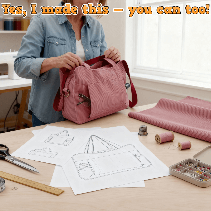 Multi-Pocket Zipper Tote Bag PDF Download Pattern (3 sizes included)