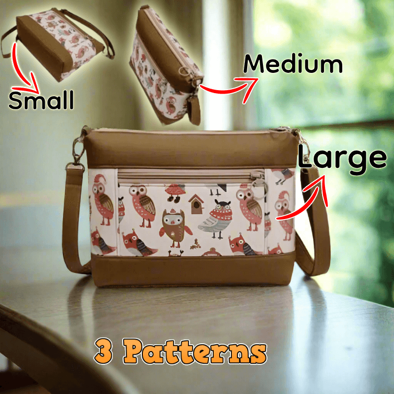 Zipper Crossbody Bag PDF Download Pattern (3 sizes included)