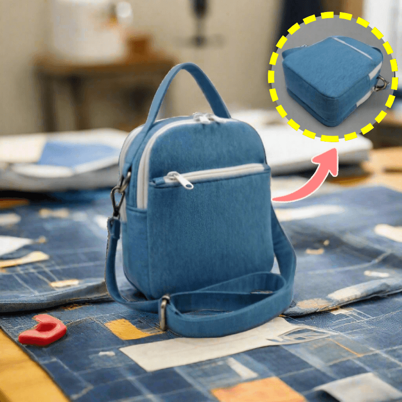 Denim Mini Dual-Zip Bag PDF Download Pattern (3 sizes included)