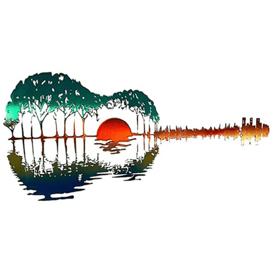 Metal Guitar Sunset Wall Art | Precision Metal Art | Metal Wall Art | Metal Wall Art Decor