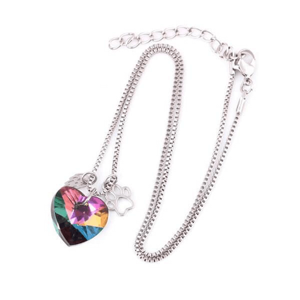 [dog/cat] Rainbow Heart Dog Memorial Necklace - Dog Tag Necklace - Cat Memorial Gifts