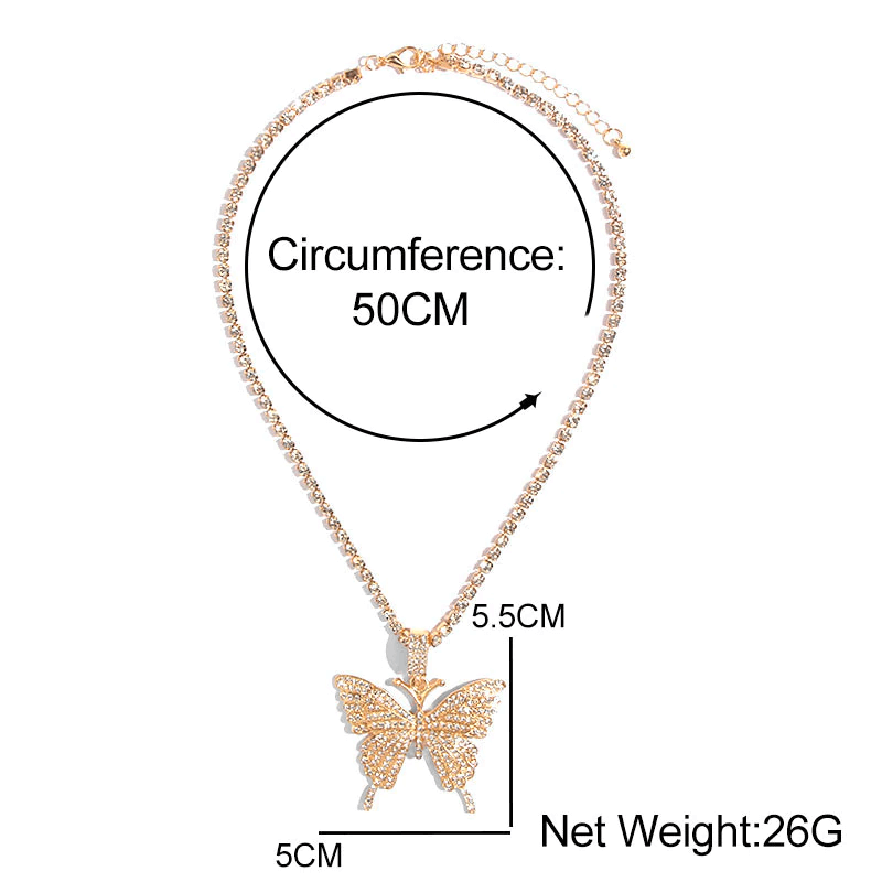 Butterfly Pendant Necklace Gold Plated Jewelry Gift for Woman Girl