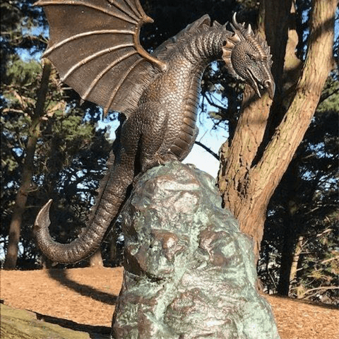 Precision Casting Fire-breathing Dragon Sculpture Waterscape - Dragon Figurines - Casting Sculpture