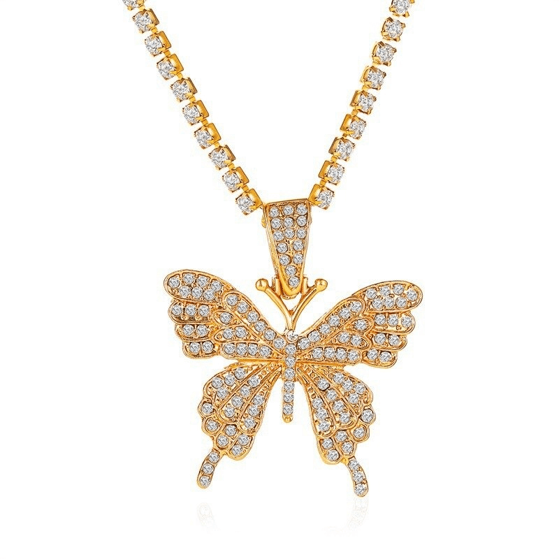 Butterfly Pendant Necklace Gold Plated Jewelry Gift for Woman Girl