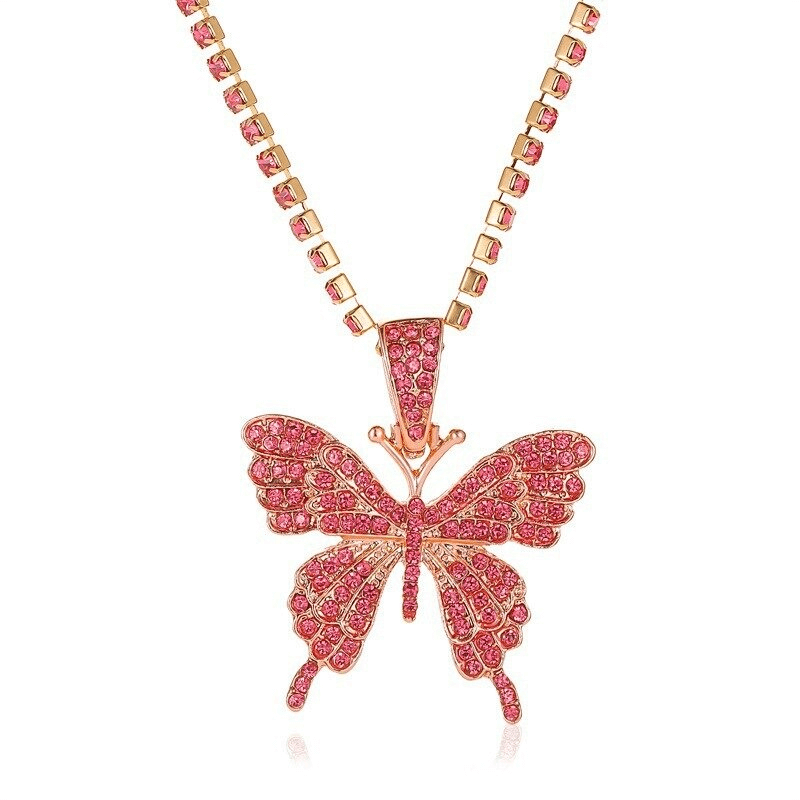 Butterfly Pendant Necklace Gold Plated Jewelry Gift for Woman Girl